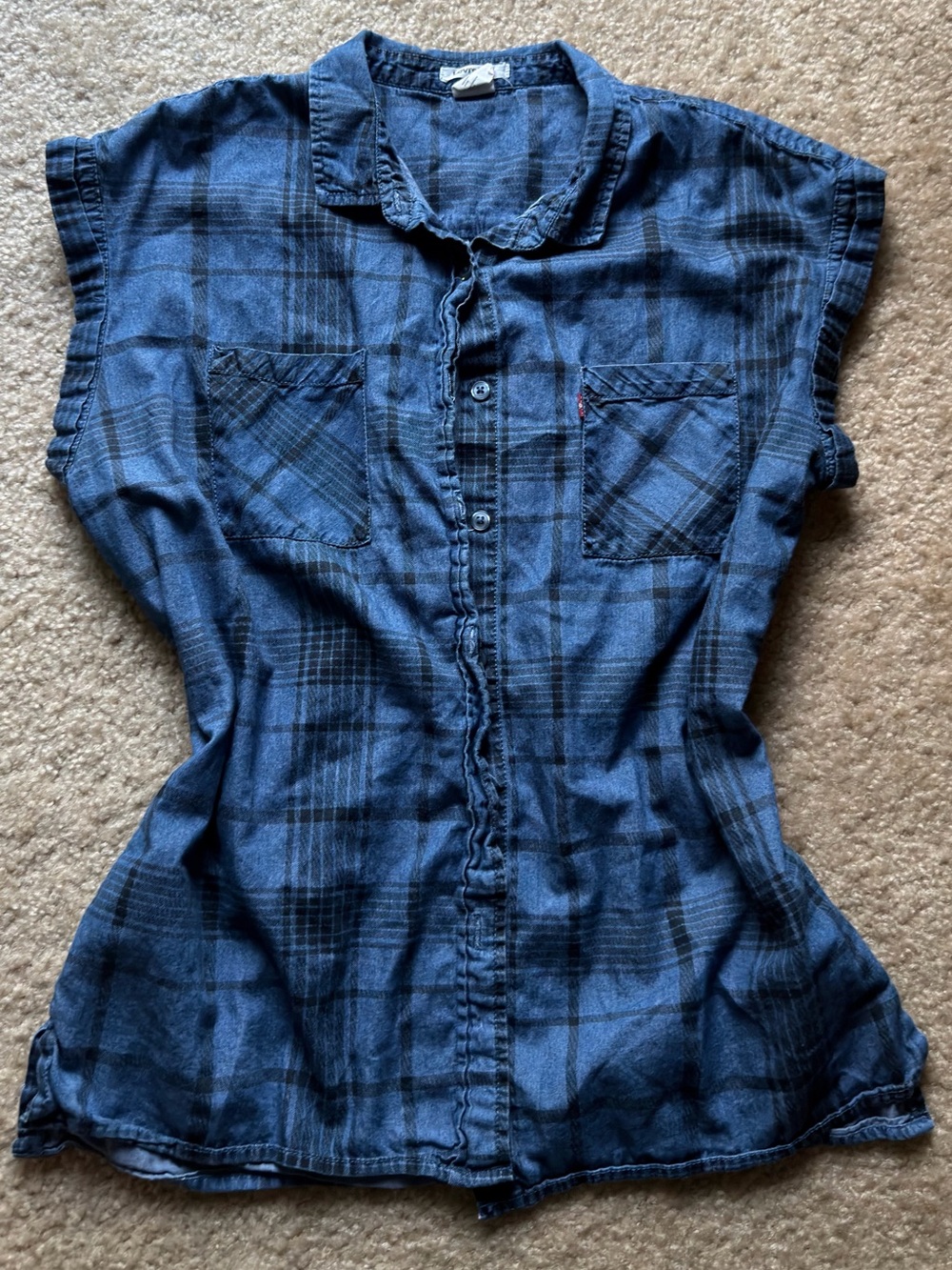 Levi's Dark Blue Plaid Button-Front Shirt
